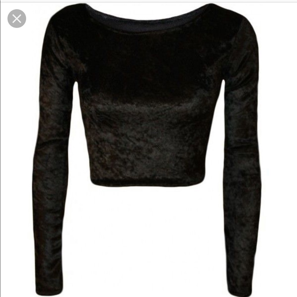 Black velvet long sleeve top